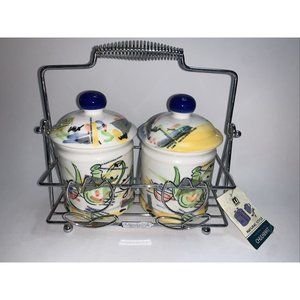 Lamanita 5 In. Jars W/ Rack- Set Of 2 - Korea/Korean - Chulkiart - SOME RUST